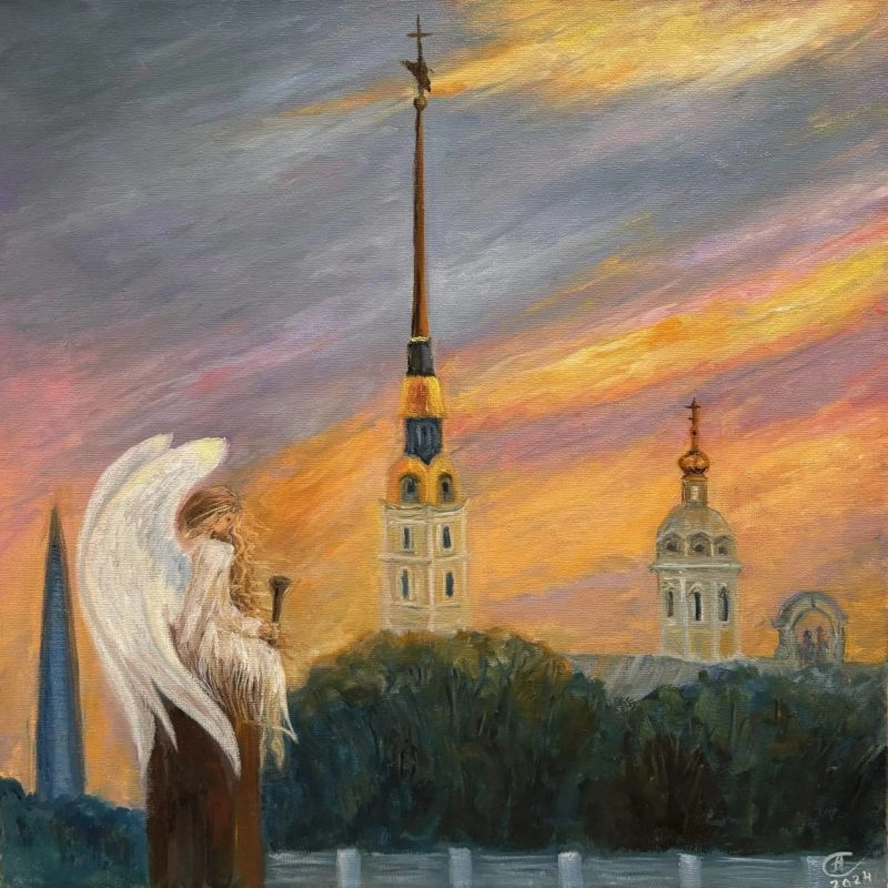 "Ангел Петербурга", масло, холст 40Х40. 2024